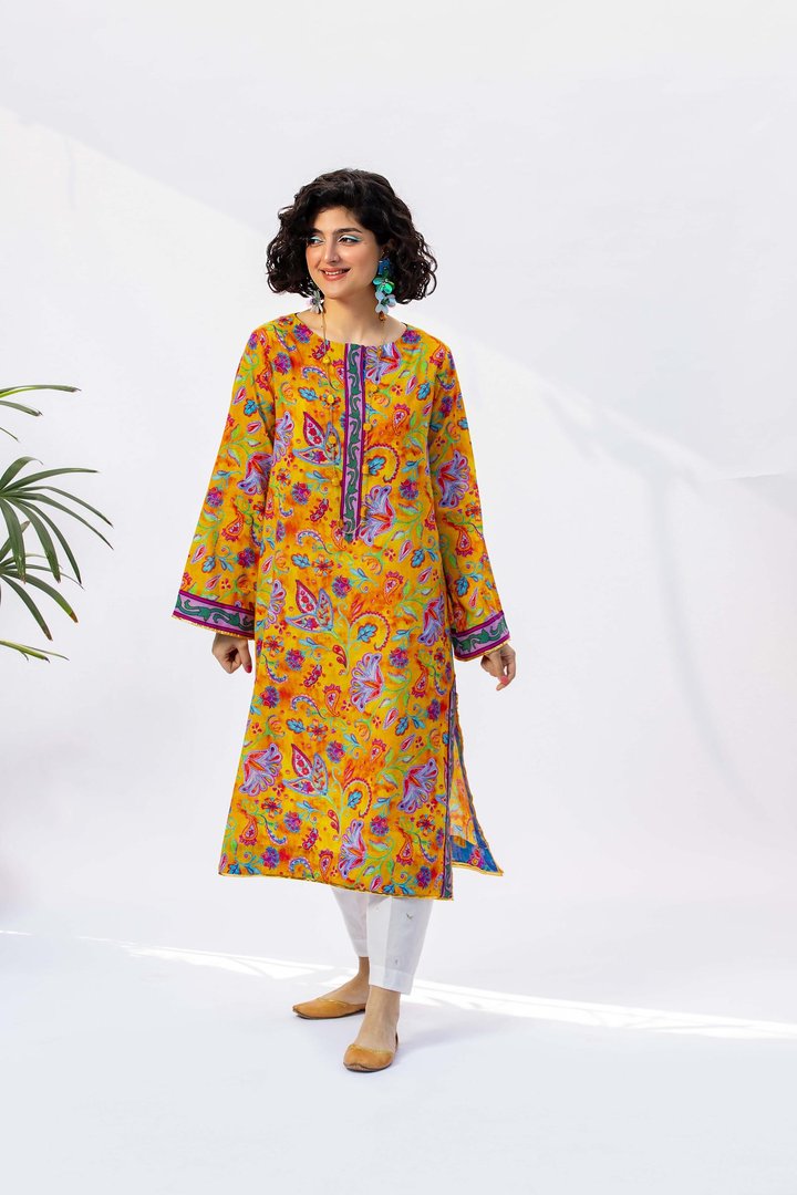 Lawn Kurti With Blossoming Colorful Printing